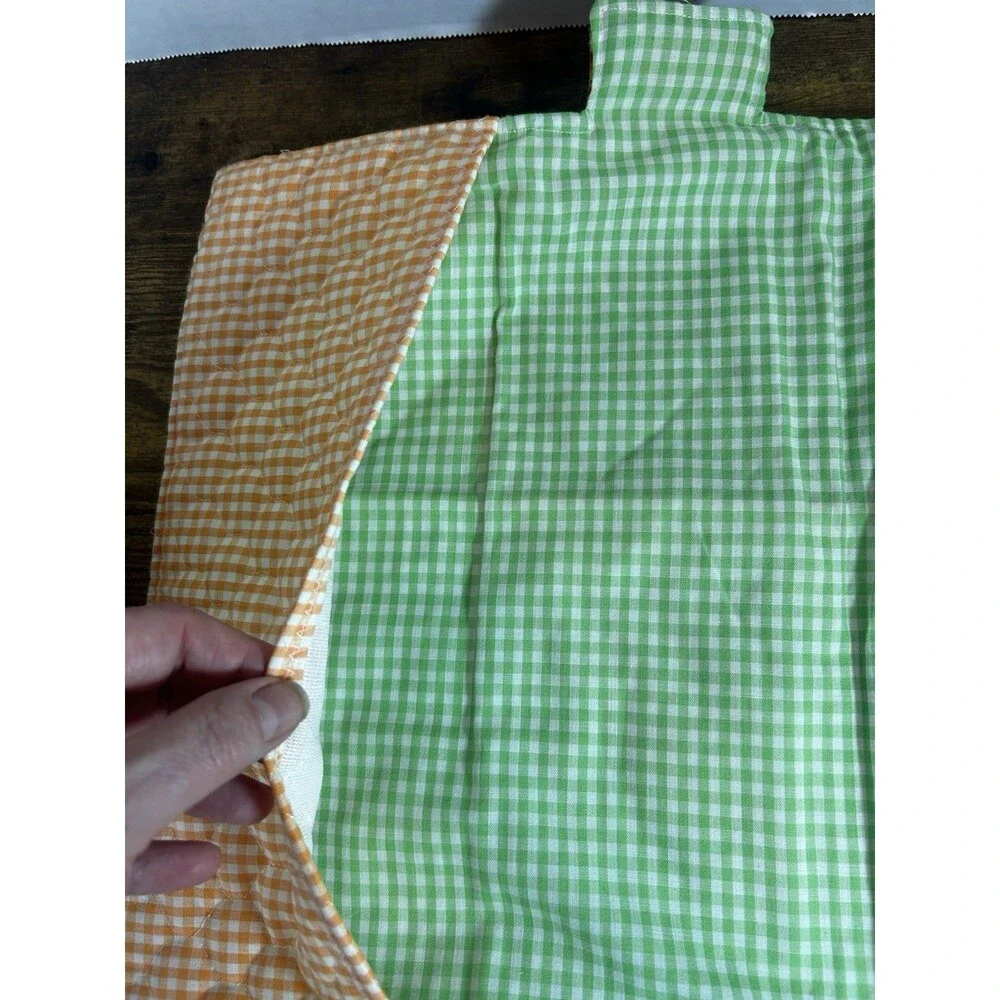 Handmade Quilted Cookbook Cover Floral Gingham Lace Bookmark Kitchen Gift Decor